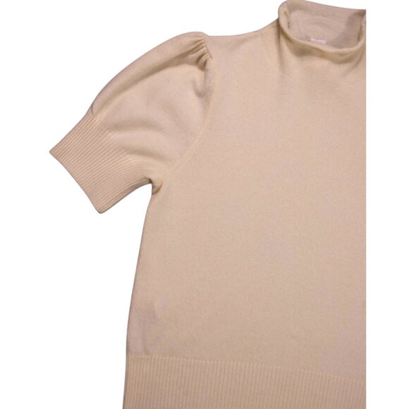 Cinq à Sept Tous Les Jours 100% Cashmere Puff Sleeve Mock Neck Sweater Size L - Picture 11 of 14